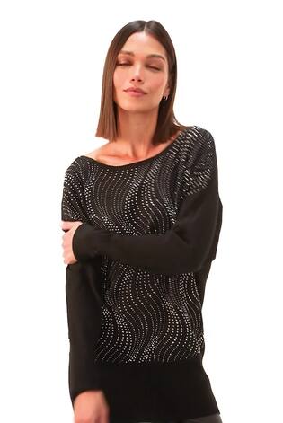 Roman Black Wave Hotfix Knit Jumper - Image 2 of 6