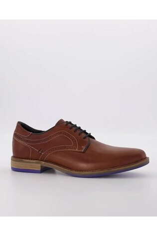 Dune London Brown Wide Fit Bintom Piped Derby Shoes - Image 2 of 7