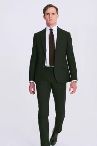 MOSS Khaki Green Slim Fit Donegal Tweed Suit Jacket - Image 2 of 8