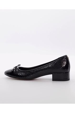 Dune London Black Chrome Block Heel Hollies Ballerina Shoes - Image 2 of 8