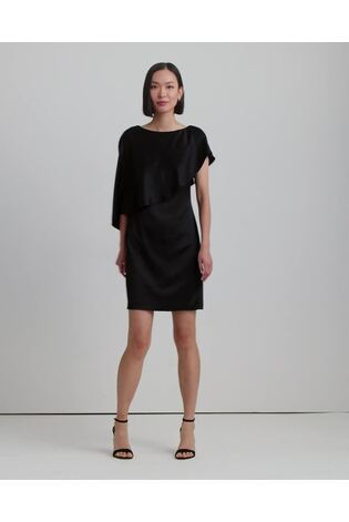Lauren Ralph Lauren Hiliaycee Satin Cape Cocktail Black Dress - Image 2 of 9 Lauren Ralph Lauren Hiliaycee Satin Cape Cocktail Black Dress - Image 2 of 9
