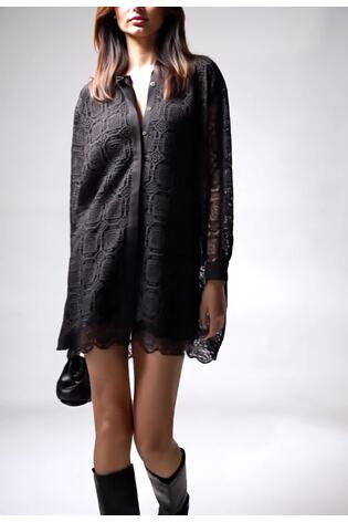 Religion Black Miki Mini Tunic Dress In Intricate Lace - Image 2 of 7