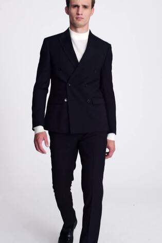 Black slim fit double breasted suit top