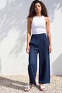 Roman Blue Petite Shirred Waist Trousers - Image 2 of 6