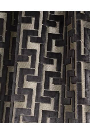 Charcoal Grey Next Collection Luxe Fretwork Heavyweight Velvet Eyelet Lined Curtains - Image 2 of 8