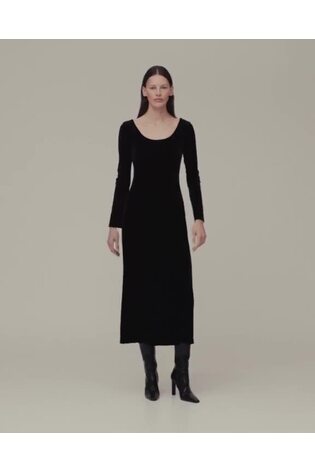 GapStudio Black Velvet Midi Dress - Image 2 of 5