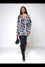 Religion Animal Print Erin Knitted Funnel Neck Jumper Dress In Grey Animal Leopard Print - Image 2 of 7