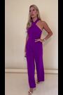 Girl In Mind Purple Halterneck Wide Leg Jumpsuit - Image 2 of 5