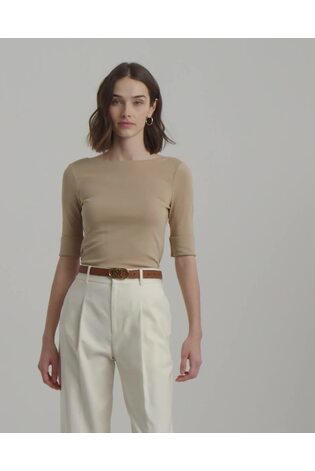 Lauren Ralph Lauren Judy Stretch Cotton Boatneck Top - Image 2 of 6 Lauren Ralph Lauren Judy Stretch Cotton Boatneck Top - Image 2 of 6