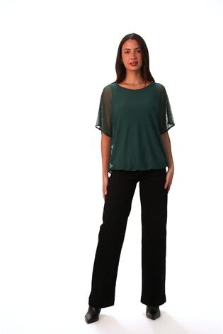 Azul - Roman Leopard Print Sequin Asymmetric Overlay Top - Imagen 2 de 6