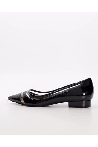 Dune London Black Vinyl Panel Hepburn Pointy Ballerina Flats - Image 2 of 6