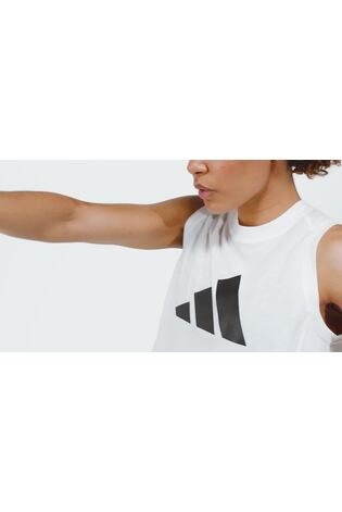adidas White Train Essentials Big Logo Training Vest Top - Image 2 of 4 adidas White Train Essentials Big Logo Training Vest Top - Image 2 of 4