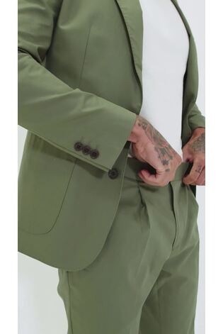 Harry Brown Green Slim Fit Paper Touch Cotton Single Breasted Suit: Blazer - Image 2 of 7