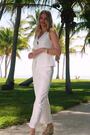 Sosandar Cream Linen Blend Culotte Trousers - Image 2 of 4
