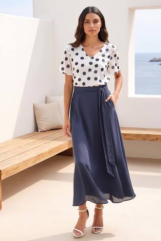 Roman Spot Contrast Midi Dress - 圖片 2，共 6