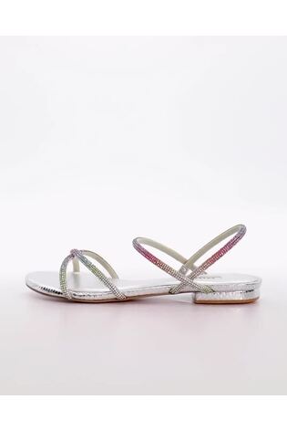 Dune London Silver Regular Fit Dune Nightengale Embellished Flat Sandals