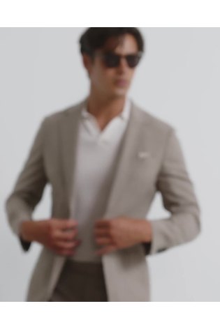 Reiss Light Brown Rope Single Breasted Textured Slim Fit Blazer - Image 2 of 12