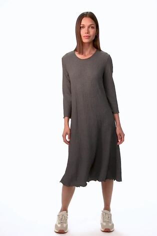 Roman Grey Textured A Line Stretch Midi Dress - Image 2 of 6