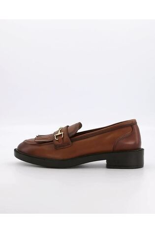 Dune London Brown Guided DD Snaffle Fringe Loafers - Image 1 of 1