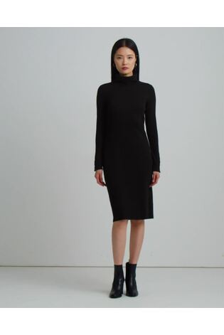 Lauren Ralph Lauren Firlicia Cotton Blend Turtleneck Black Dress