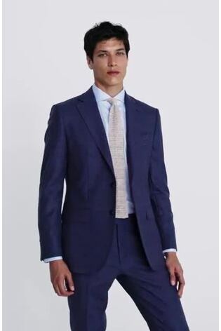 MOSS Blue Tailored Fit Check Jacket - Image 2 of 8
