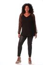 Roman Black Curve Mesh Spot Sleeve Top - Image 2 of 6