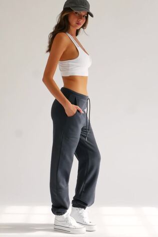 Gris - Pantalones de chándal básicos con bajo ajustado para mujer - Imagen 2 de 7