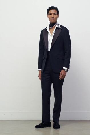 Reiss Black Royale T Velvet Tailored-Fit Suit Trousers - Image 2 of 8