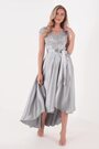 Quiz Silver Lace Bardot Dip Hem Dress - Image 2 of 6