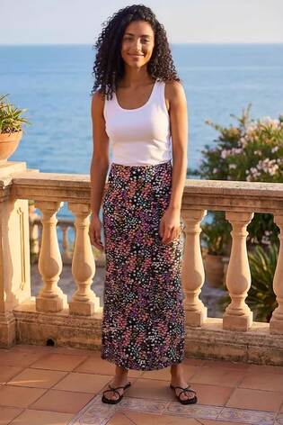 Roman Pink Floral Print Panel Skirt - Image 2 of 6