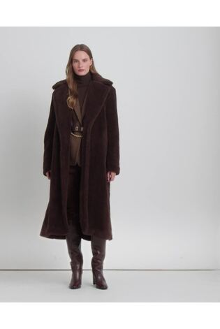 Lauren Ralph Lauren Brown Belted Fleece Wrap Coat - Image 2 of 10 Lauren Ralph Lauren Brown Belted Fleece Wrap Coat - Image 2 of 10