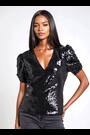 Religion Black Fully sequined Naomi Top With Puff Sleeve - Image 2 of 6