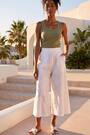 Roman White Textured Floral Cropped Wide Leg Trousers - Image 2 of 5