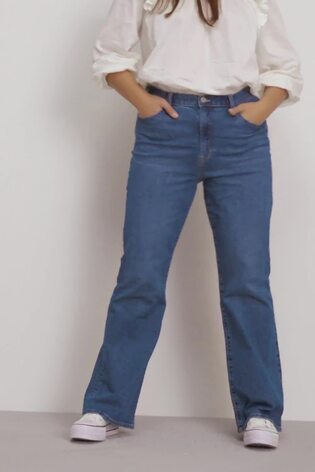 Mid Wash Blue High Waisted 70's Flared Jeans - Image 2 of 2