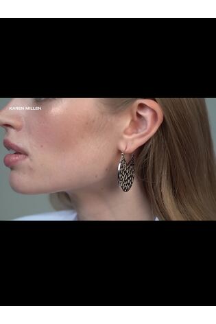 Karen Millen Silver Tone Leopard Print Spot Disc Earrings - Image 2 of 4
