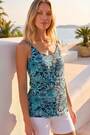 Roman Blue Floral Print Strap Detail Cami Top - Image 2 of 5