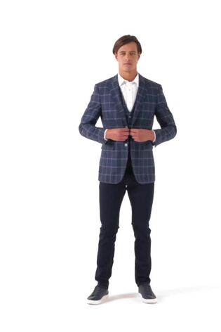 Skopes Blue Tailored Fit Jepson Check Jacket - Image 2 of 5 Skopes Blue Tailored Fit Jepson Check Jacket - Image 2 of 5