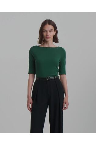Изумрудно-зеленый - Ralph Lauren хлопковые футболки с вырезом лодочкой Lauren Judy - Изображение 2 из 7 Изумрудно-зеленый - Ralph Lauren хлопковые футболки с вырезом лодочкой Lauren Judy - Изображение 2 из 7