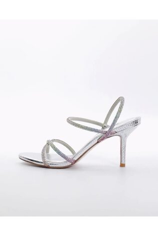 Dune London Silver Momentum Embellished Strap High Heel Sandals - Image 2 of 6