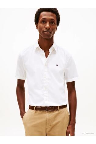 Tommy Hilfiger White Core Flex Poplin Shirt - Image 2 of 8