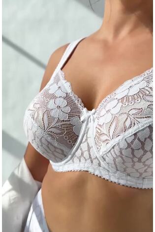 Miss Mary of Sweden White Jacquard & Lace Underwired Bra - Image 2 of 5