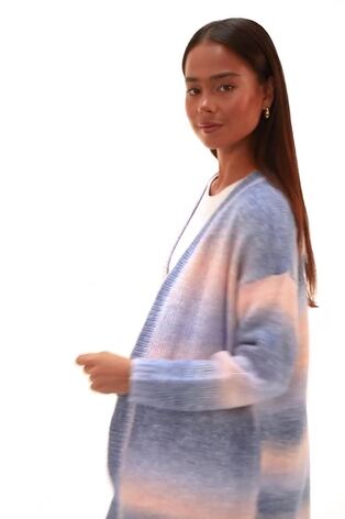 Roman Blue Petite Ombre Space Dye 100% Cotton Cardigan - Image 2 of 6