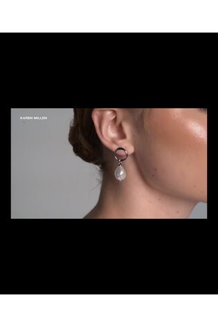 Karen Millen Silver Tone Silver Tone Modern Pearl Drop Earrings - Image 2 of 6