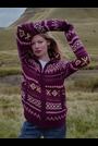 Burgundy Red Bonnie Knitted Pattern Zip Through Jacket - Image 2 of 7