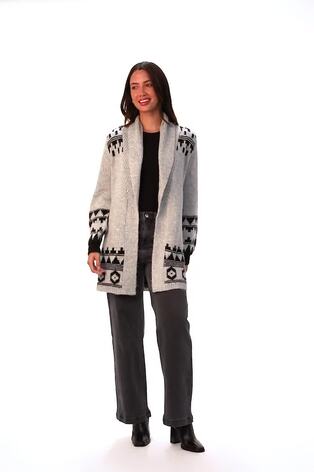 Roman Grey Patterned Knit Cardigan - Image 2 of 6