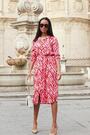 Sosandar Pink Animal Print Belted Midi Shirt Dress - Image 2 of 6