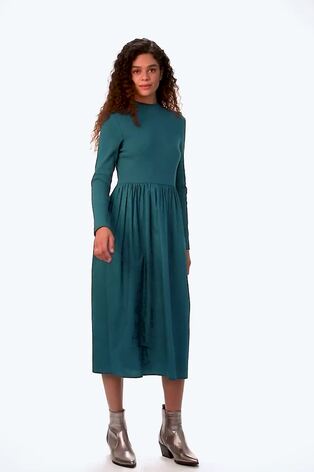 Roman Green Cotton Stretch Jersey Mix Midi Dress - Image 2 of 6