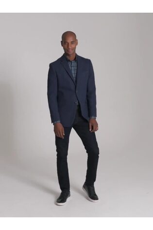 Azul marino - Chaqueta de mezcla de lana de corte sartorial Hexham de Skopes - Imagen 2 de 7