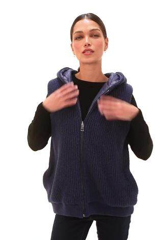 Roman Blue Reversible Hooded Knit Gilet - Image 2 of 6