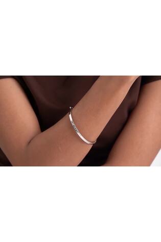 Ted Baker Plain Metal Silver Tone Chrishell: Logo Slim Bangle Bracelet - Image 2 of 7